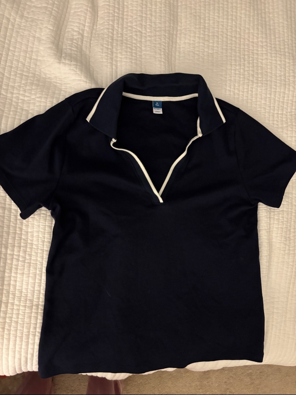 Old Navy Navy Polo with White Trim cotton